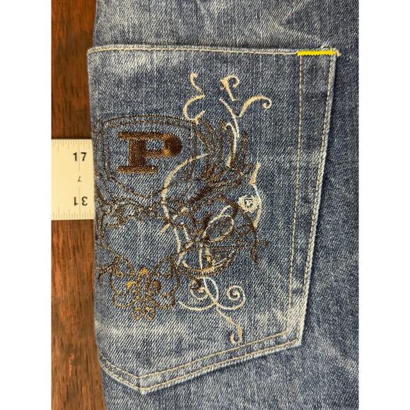 Phat Classics Phat Farm Wide Leg‎ Embroidered Y2K Vintage Denim Jeans Mens 38x34 - Picture 3 of 13